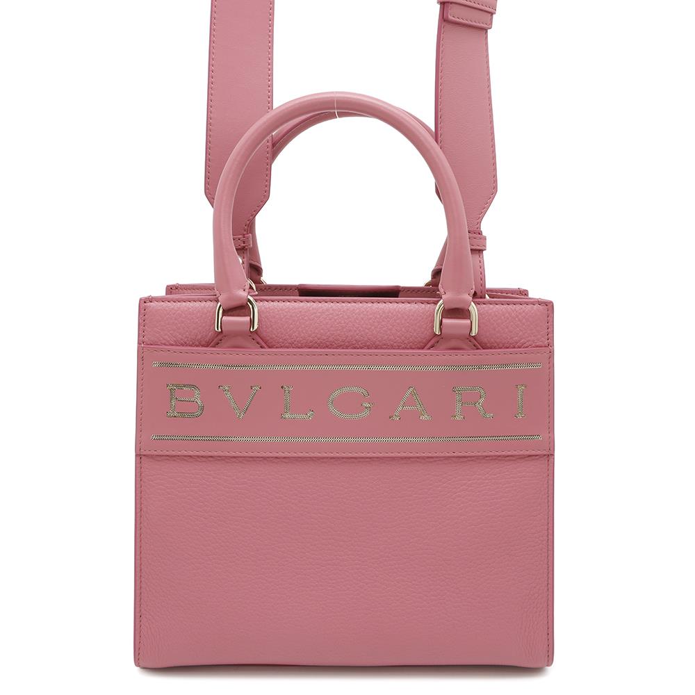 BVLGARI Logo 2way Tote Bag Pink291221 Leather