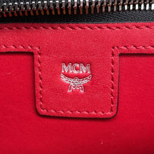 将图像加载到图库查看器中，MCM Studded Chain Shoulder Bag Black/Red Leather
