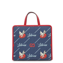 将图像加载到图库查看器中，GUCCI Jetson Tote Bag Children&#39;s Navy/Red605614 PVC Coated Canvas Leather
