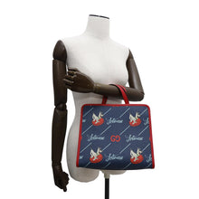 将图像加载到图库查看器中，GUCCI Jetson Tote Bag Children&#39;s Navy/Red605614 PVC Coated Canvas Leather
