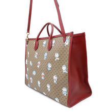 Load image into Gallery viewer, GUCCI Doraemon Collaboration Mini GG Supreme 2way Tote Bag Brown/Red653952 Mini GG Supreme Canvas Leather
