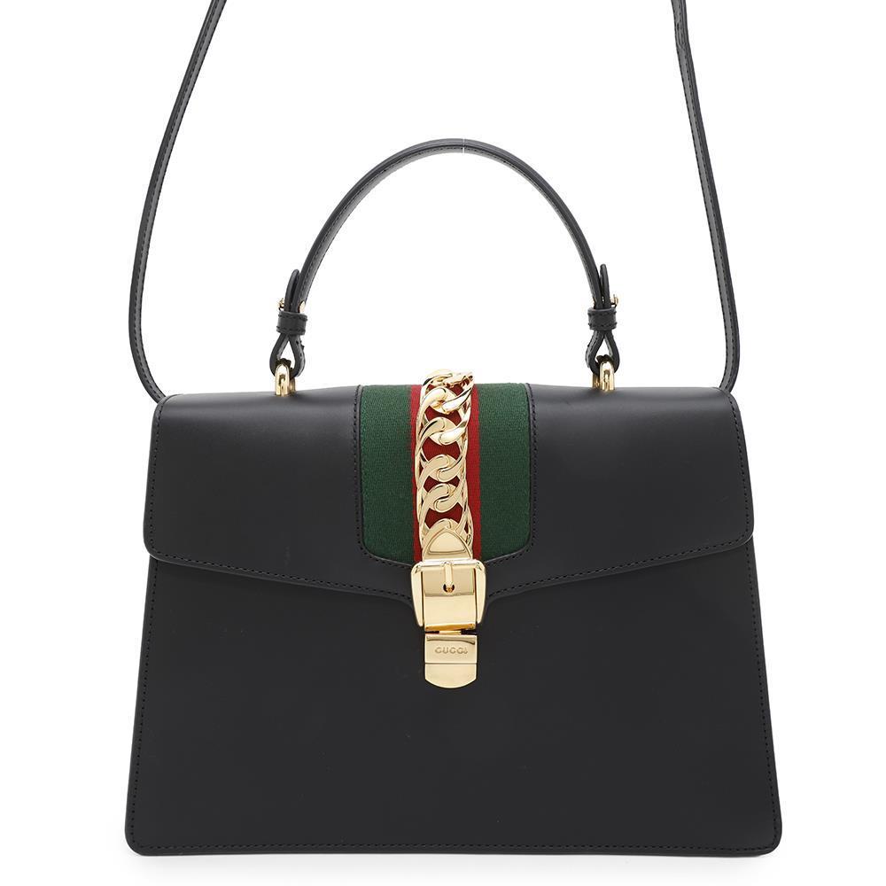 GUCCI Cherie Line Sylvie 2wayHandbag Black431665 Leather