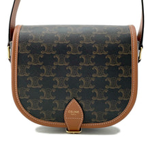 将图像加载到图库查看器中，CELINE Triomphe Folco Shoulder Bag Tan191502 PVC Coated Canvas Leather Size Medium
