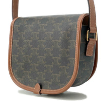 将图像加载到图库查看器中，CELINE Triomphe Folco Shoulder Bag Tan191502 PVC Coated Canvas Leather Size Medium
