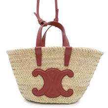 将图像加载到图库查看器中，CELINE Teen Triomphe Classic Panniers Beige/Pink194002CGG Raffia Leather
