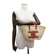将图像加载到图库查看器中，CELINE Teen Triomphe Classic Panniers Beige/Pink194002CGG Raffia Leather
