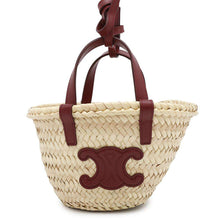 Load image into Gallery viewer, CELINE Triomphe pannier Beige/Bordeaux Raffia Leather Size Mini

