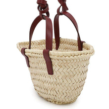 Load image into Gallery viewer, CELINE Triomphe pannier Beige/Bordeaux Raffia Leather Size Mini

