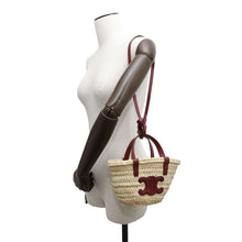 Load image into Gallery viewer, CELINE Triomphe pannier Beige/Bordeaux Raffia Leather Size Mini
