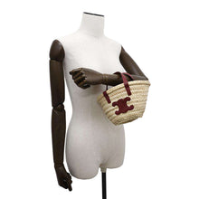Load image into Gallery viewer, CELINE Triomphe pannier Beige/Bordeaux Raffia Leather Size Mini
