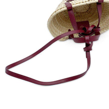 Load image into Gallery viewer, CELINE Triomphe pannier Beige/Bordeaux Raffia Leather Size Mini
