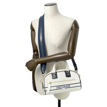 将图像加载到图库查看器中，Dior Vibe 2WAY Bowling Bag White/NavyM6209OOBR Leather Rubber Size Small

