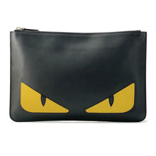 Load image into Gallery viewer, FENDI Monster Clutch Bag Black/Yellow7N0078 Leather
