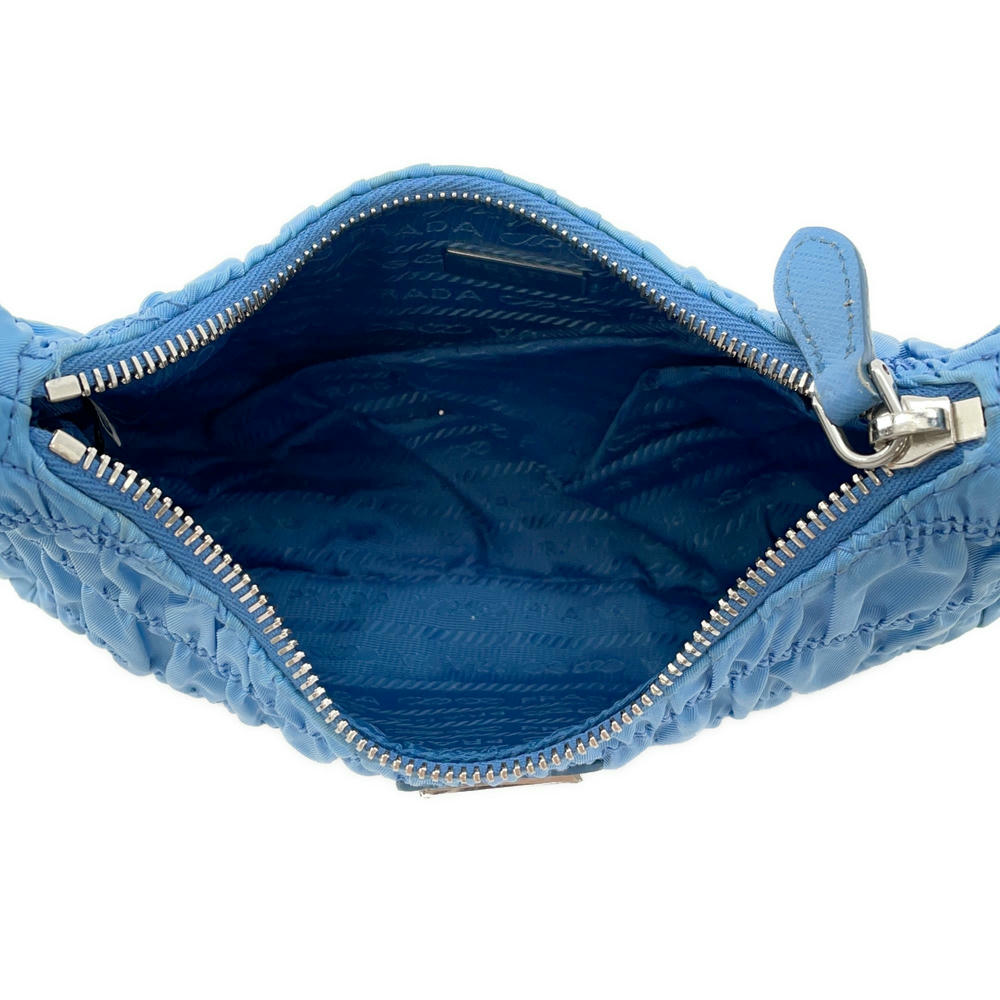 PRADA Gathered One Shoulder Bag Light Blue1NE204 Nylon– GALLERY