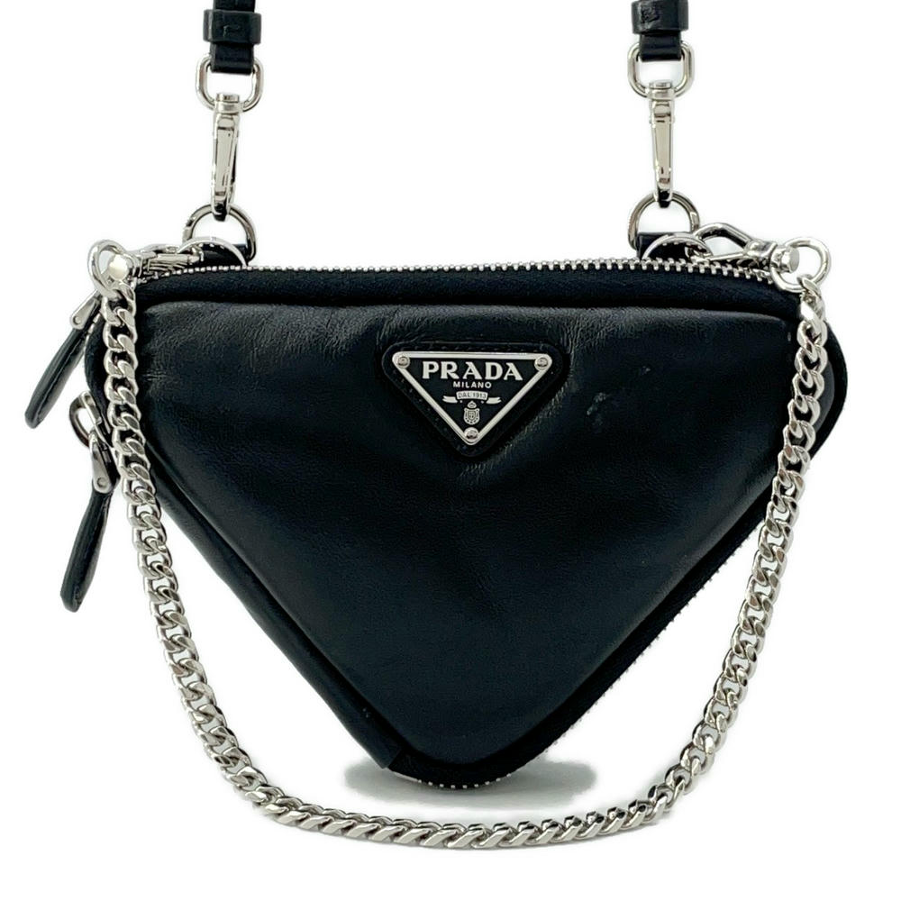 PRADA Triangle Mini Pouch 2wayShoulder Black1NR015 Leather