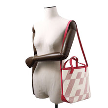 Load image into Gallery viewer, HERMES H Ambie Tote Bag Framboise/Ecru Toile H Swift Leather Size PM
