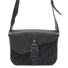 将图像加载到图库查看器中，Dior Oblique Saddle Flap Messenger Bag Black1ADPO049YKS Jacquard Grained CalfLeather Size Small
