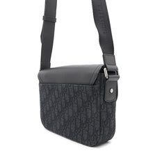 将图像加载到图库查看器中，Dior Oblique Saddle Flap Messenger Bag Black1ADPO049YKS Jacquard Grained CalfLeather Size Small
