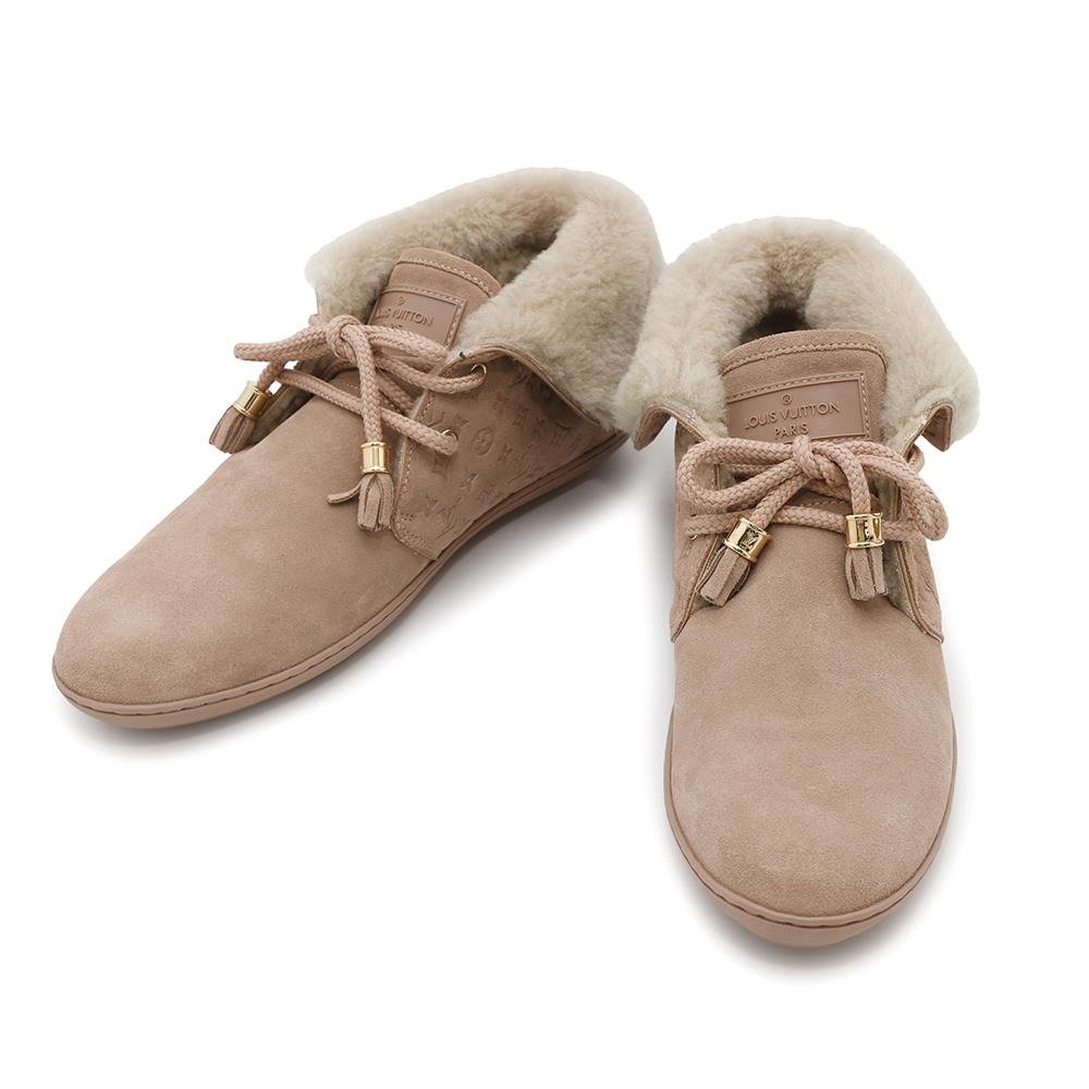 LOUIS VUITTON Monogram lace-up shoes Jasmin Flower Mouton suede Size 37 1/2