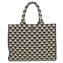 Load image into Gallery viewer, PRADA Symbol Tote Bag Beige/Black1BA356 Canvas Size Large
