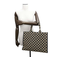 Load image into Gallery viewer, PRADA Symbol Tote Bag Beige/Black1BA356 Canvas Size Large
