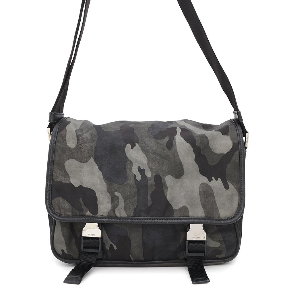 PRADA CamouflagePattern Shoulder Bag Khaki/Black Nylon