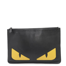 Load image into Gallery viewer, FENDI Monster Clutch Bag Black/Yellow7N0078 Leather
