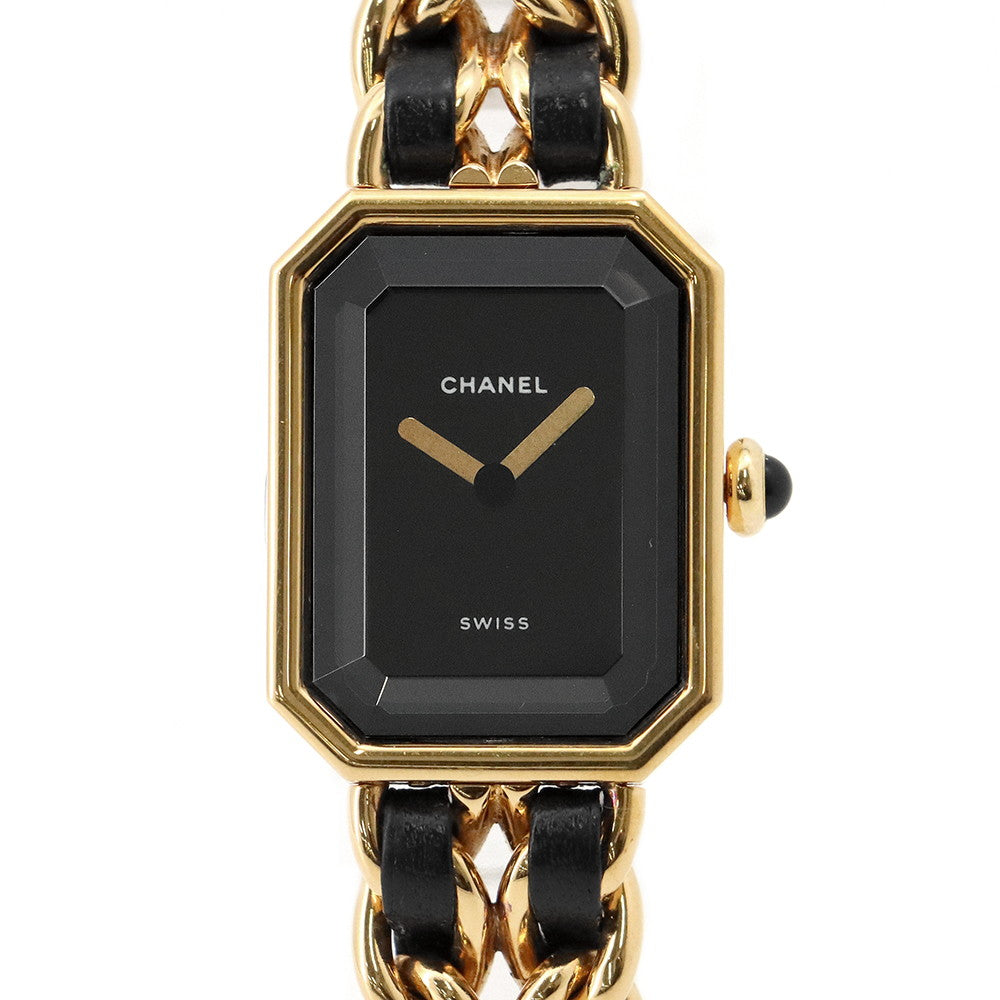 CHANEL Premiere S W20mm×H26ｍｍ Gold Plated Leather Black DialH0001