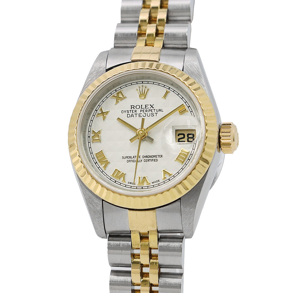 ROLEX Datejust W26mm Stainless Steel K18YG Ivory Pyramid Dial69173