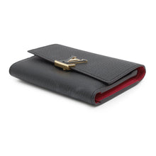 将图像加载到图库查看器中，LOUIS VUITTON Portefeuille Capucine Compact Noir/Hot pinkM62157 Taurillon Leather
