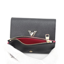 将图像加载到图库查看器中，LOUIS VUITTON Portefeuille Capucine Compact Noir/Hot pinkM62157 Taurillon Leather
