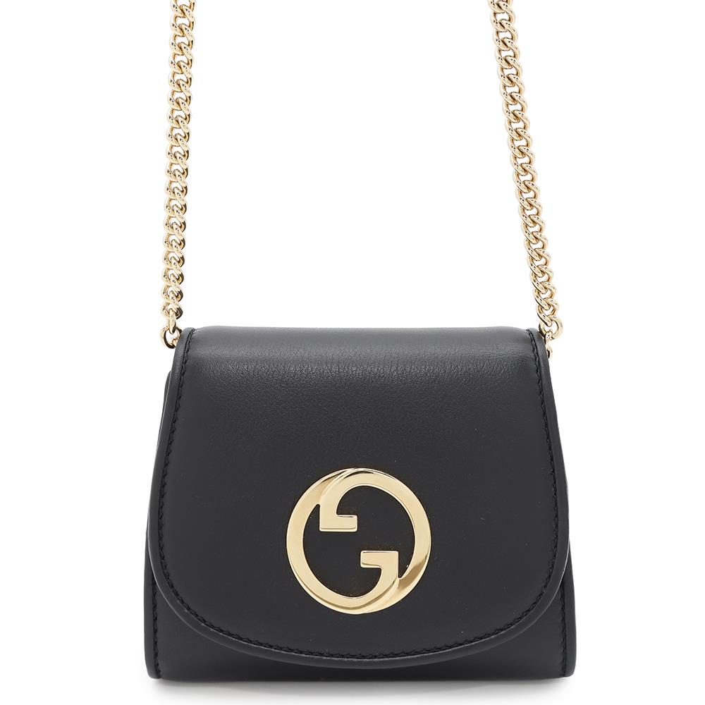 GUCCI Interlocking G Blondie Chain Wallet Black725219 Leather