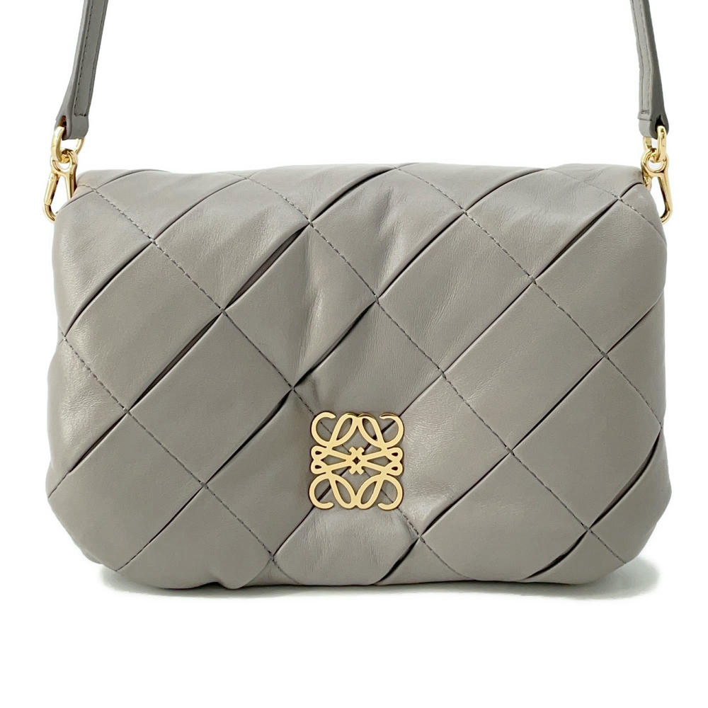 LOEWE Goya Puffer Shoulder Bag Pearl GreyA896W56X05 Lambskin