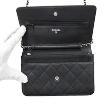 Load image into Gallery viewer, CHANEL Matelasse Chain wallet BlackA33814 Caviar Leather
