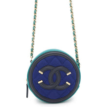 Load image into Gallery viewer, CHANEL CCFiligree Round ChainShoulder Bag Blue/GreenAP0365 Cotton
