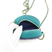 Load image into Gallery viewer, CHANEL CCFiligree Round ChainShoulder Bag Blue/GreenAP0365 Cotton
