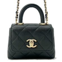 将图像加载到图库查看器中，CHANEL Coco Handle ChainShoulder Bag BlackAP4245 Caviar Leather Size micro
