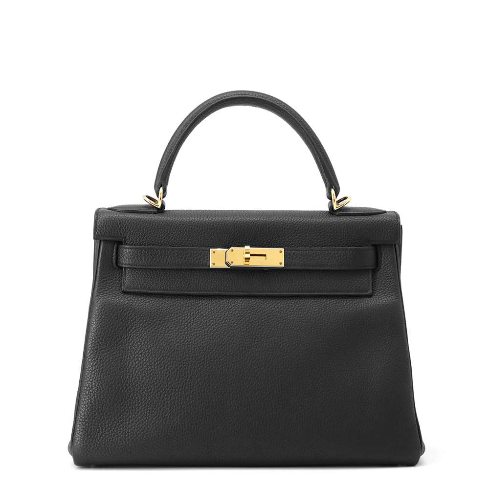 HERMES Kelly Retourne Black Togo Leather Size 28