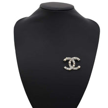 Load image into Gallery viewer, CHANEL CC Logo Brooch Silver Metal Faux Pearl  Rhinestone
