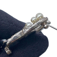 Load image into Gallery viewer, CHANEL CC Logo Brooch Silver Metal Faux Pearl  Rhinestone
