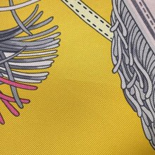Load image into Gallery viewer, HERMES Scarf Carre Cliquetis Cliquetis Size 90 Jaune/Mauve/Multi Silk 100%

