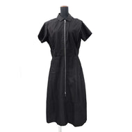 HERMES Zip-up Dress Mosaique motif Size 40 Black Cotton100%
