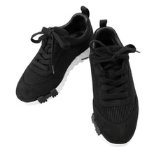 将图像加载到图库查看器中，HERMES Sneakers bouncing Black Mesh・Graphic Chevre Velour Size 35.5
