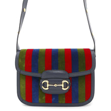将图像加载到图库查看器中，GUCCI Horsebit 1955 Navy/Multicolor602204 Velour Leather
