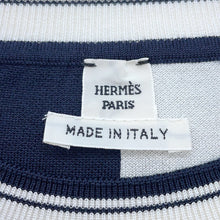 Load image into Gallery viewer, HERMES Knit Brides de Gala Short Sleeve Size 38 Navy/White Silk92% Nylon6% Polyurethane2%
