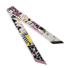 Load image into Gallery viewer, HERMES Twilly HERMES Factory Suite Black/Rose/Jaune Silk100%
