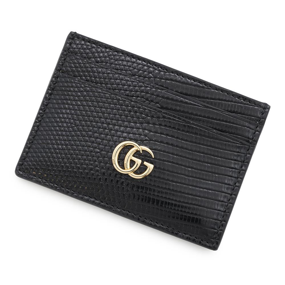 GUCCI GG Marmont Card Case Black787686 Embossed Leather