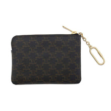 将图像加载到图库查看器中，CELINE Coin purse Triomphe logo Black/Brown10C662CA2.38NO PVC Coated Canvas

