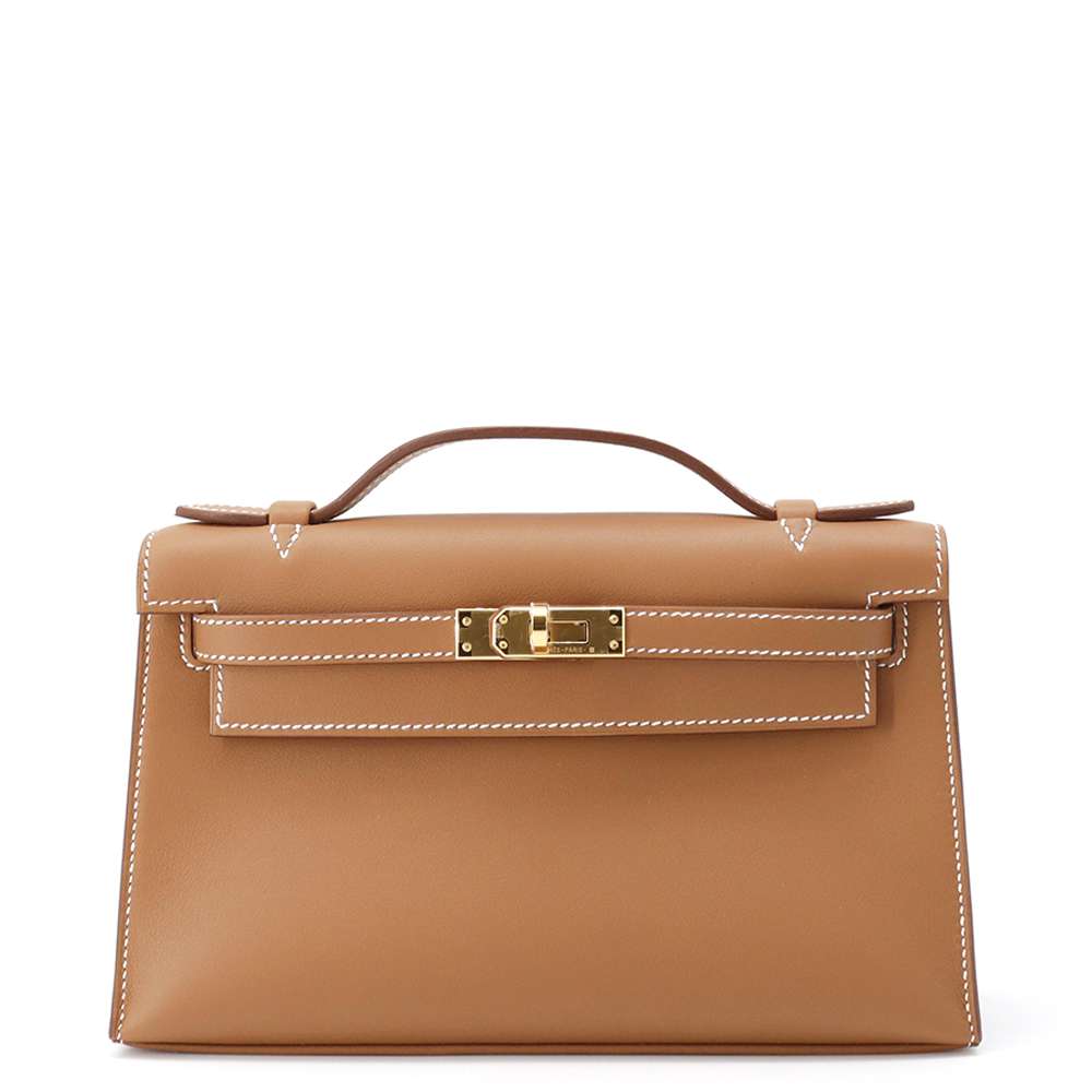 HERMES PochetteKelly Gold Swift Leather