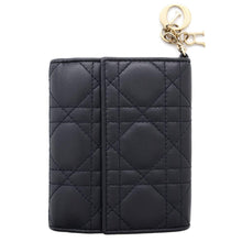 Load image into Gallery viewer, Dior Cannage Bifold Wallet Compact Wallet Navy Lambskin
